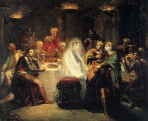 "Macbeth seeing the ghost of Banquo" by Théodore Chassériau. Oil on wood, 1854. © Public Domain | Wikimedia Commons
