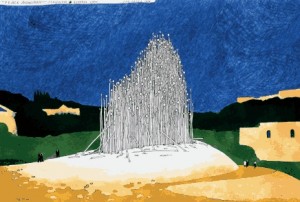 Painting of the proposed Israeli-Palestinian Peace Monument, Jerusalem, 1996 © Jan Sawka