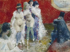 "The Client" Pencil, watercolor and gouache, 9 3/4 x 12 3/4 in. (24.7 x 32.8 cm.) by Jean-Louis Forain, 1878. Collection of the Dixon Gallery and Gardens | picasaweb