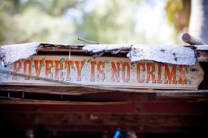 "POVERTY IS NO CRIME" - Sign decorating a house in Virginia Key, Miami, Florida © Thomas Hawk | Flickr
