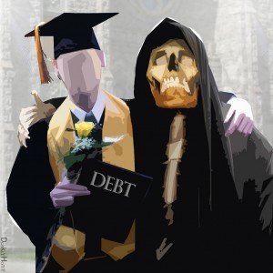 Indentured Student embraced by the Grim Reaper of Debt © DonkeyHotey | Flickr