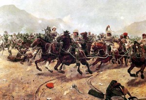 Royal Horse Artillery fleeing from Afghan attack at the Battle of Maiwand © Richard Caton Woodville | Wikimedia Commons