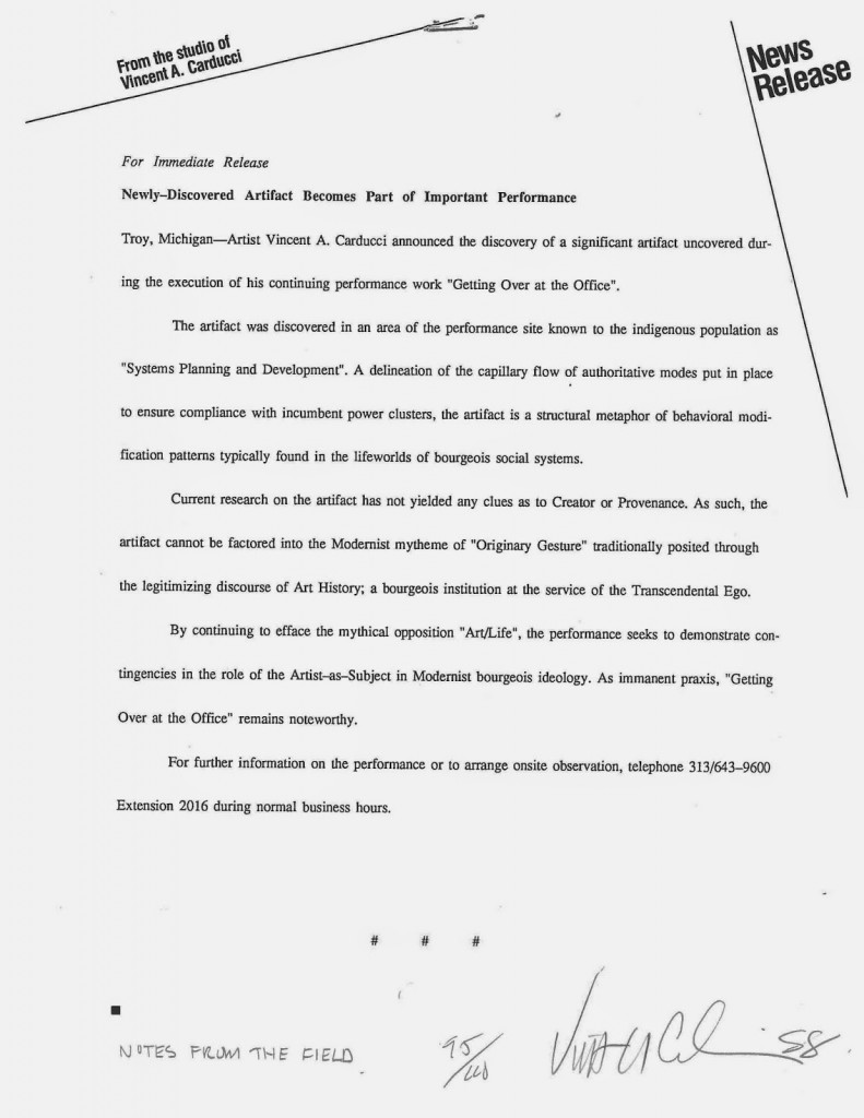 "Notes From the Field" (1988) © Vince Carducci