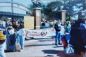 Protest at Michigan Stadium in Ann Arbor, 1997 © Eric Dirnbach | Courtesy of the author