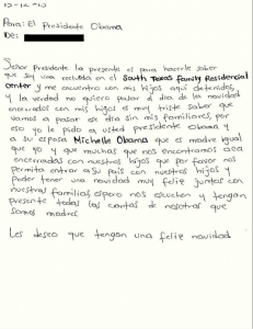 Letter to Obama from Dilley | Posted with permission from CARA Pro Bono Family Detention Project