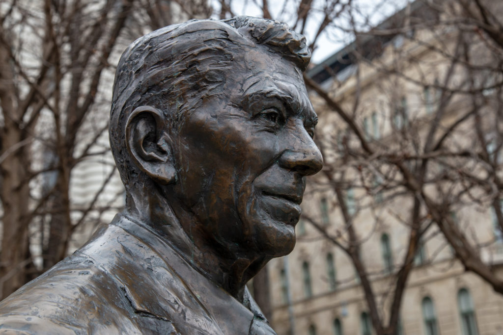 Statue of Ronald Reagan in Liberty Square for his contribution to ending the Cold War