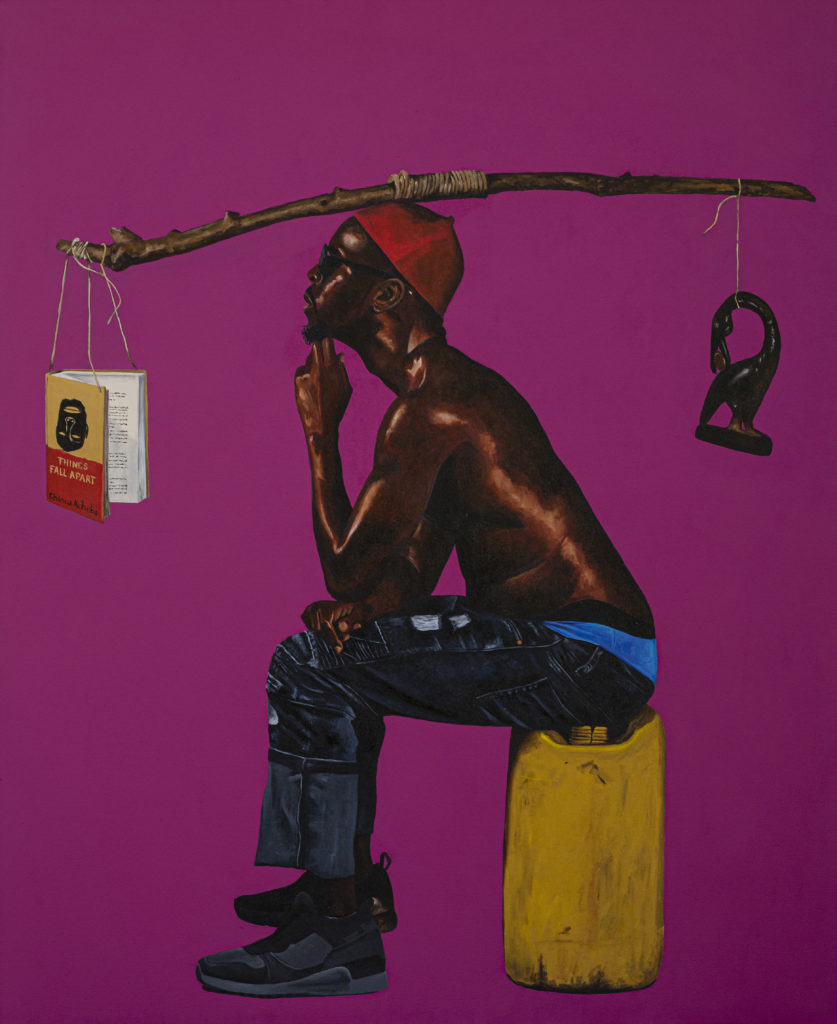 Image credit: Things Fall Apart by Dr. Fahamu Pecou (2020), Acrylic on Canvas.