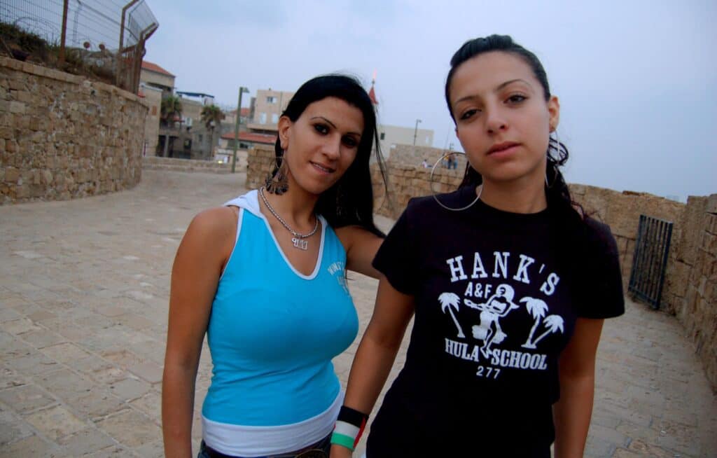 Still image of two women from Sling Shot Hip Hop by Jackie Reem Salloum