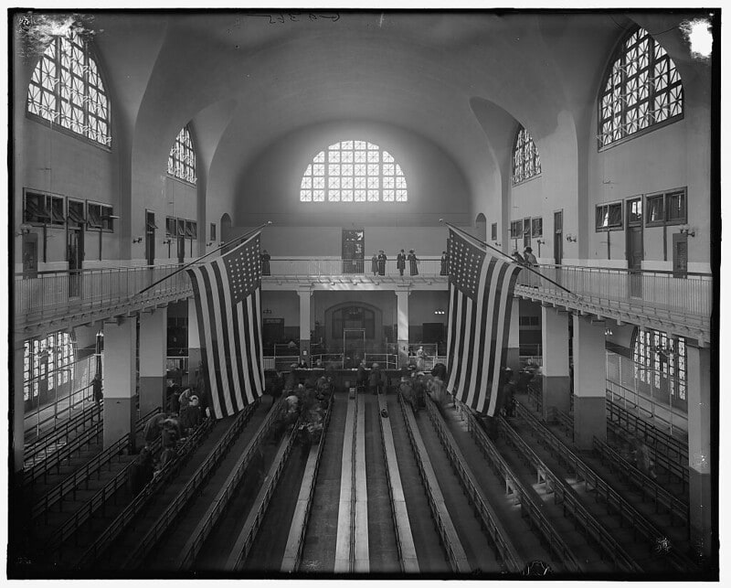 Inspection room, Ellis Island, New York, N.Y.