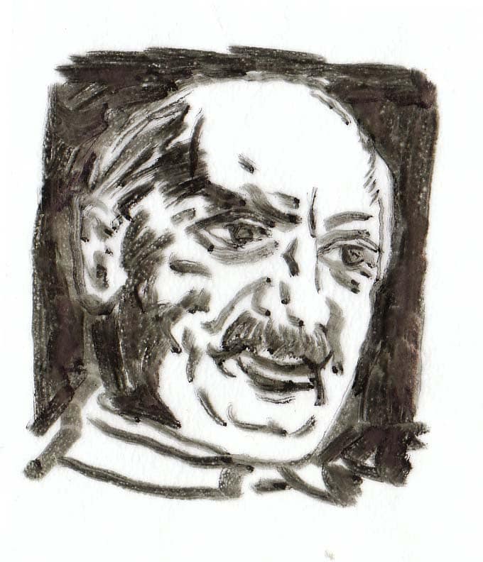 Black and white illustration of "Martin Heidegger for WP" (2006) | Herbert Wetterauer / CC BY-SA 3.0 DEED