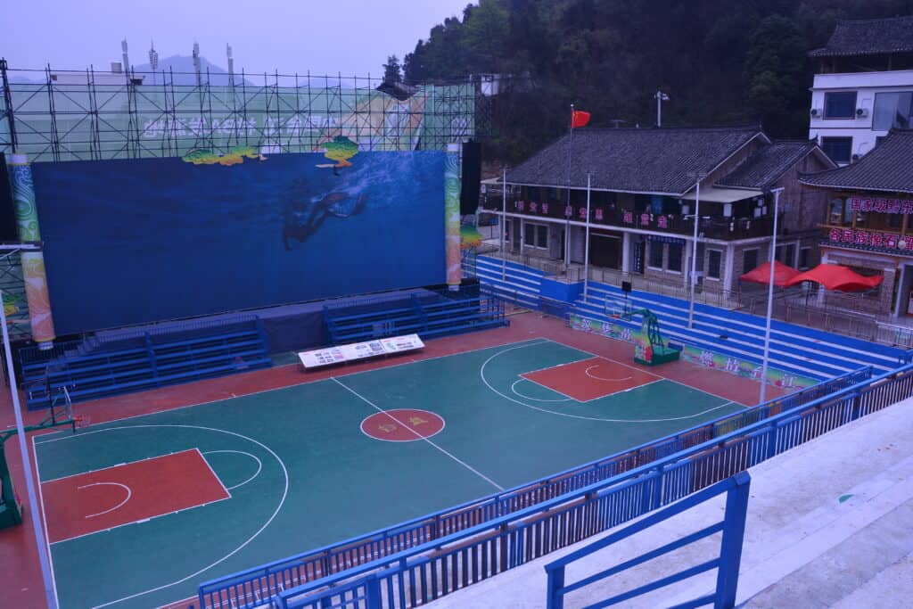 A basketball court in the village of Taipan