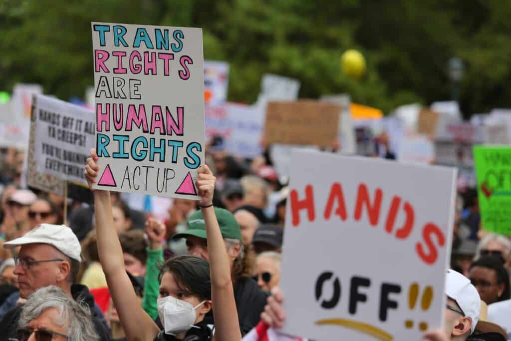 Activists protest Donald Trump's policies at the Hands Off rally at the state capitol in Austin, Texas (April 5, 2025) I Vic Hinterlang / Shutterstock.com